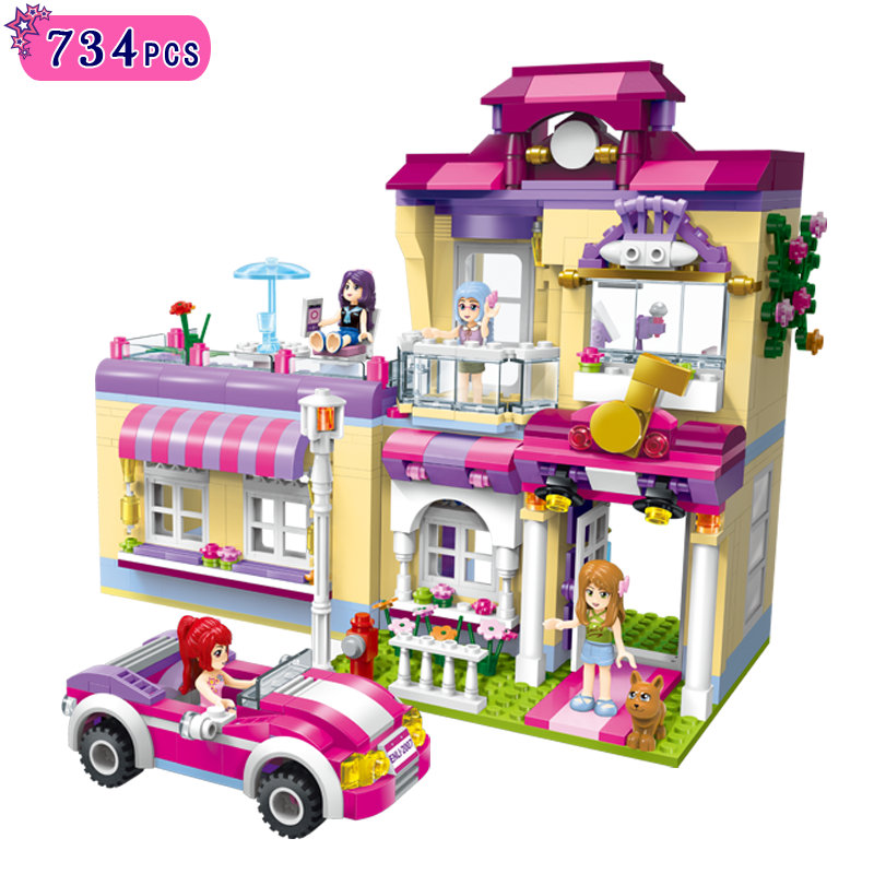 Girls Educational Star House Building Blocks Bricks Toys for Children Gifts City Friends Car Compatible 734pcs