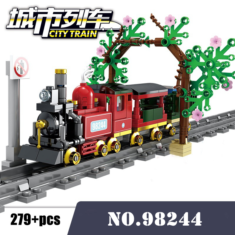 kaizi 6 style Freight Train City Train Station Tracks Rail Technic Creator Building Blocks Bricks DIY Tech Toys For Children 98244