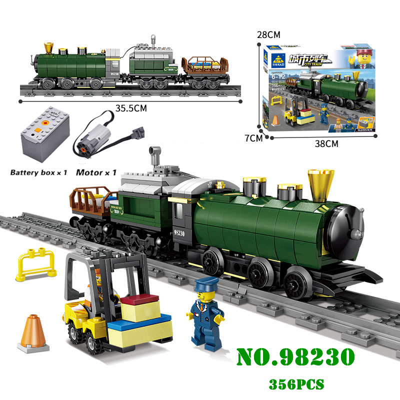 KAZI compatible with Technic Electric Train City Rail Creator Building Blocks Bricks Boys Sets Toys For Children 98230
