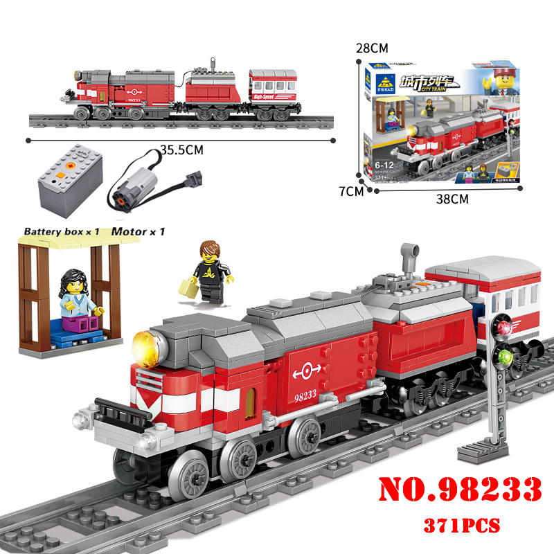 KAZI compatible with Technic Electric Train City Rail Creator Building Blocks Bricks Boys Sets Toys For Children 98233