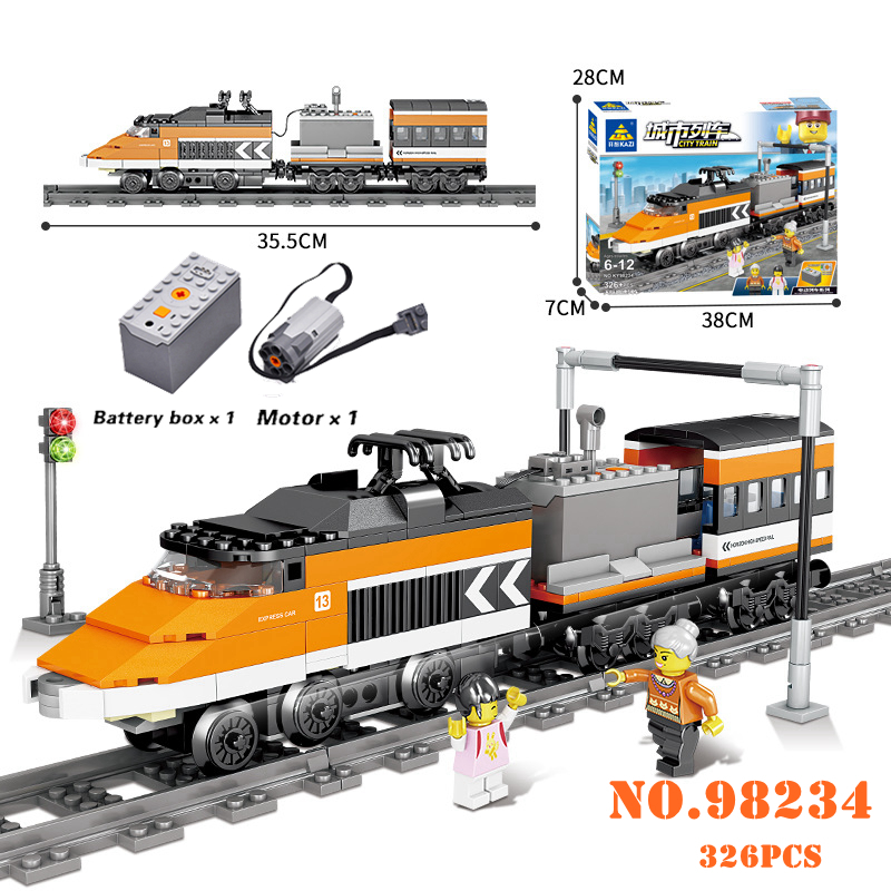 KAZI compatible with Technic Electric Train City Rail Creator Building Blocks Bricks Boys Sets Toys For Children 98234