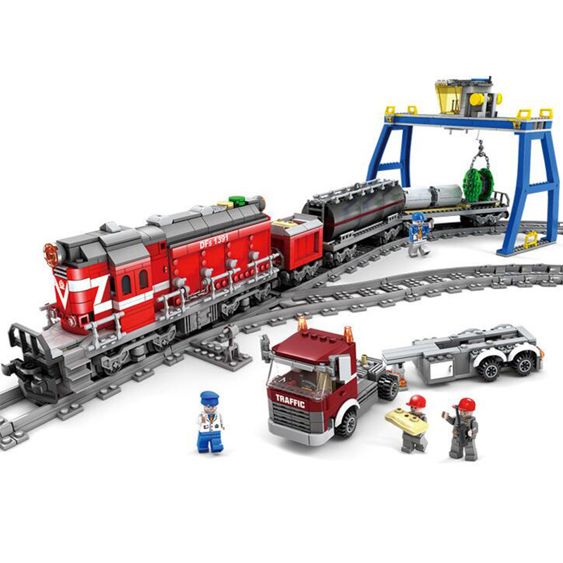 NEW 98219 98220 City Series model the Cargo Set Building Train Train track Blocks Bricks Train Educational Toys For Children KY98219