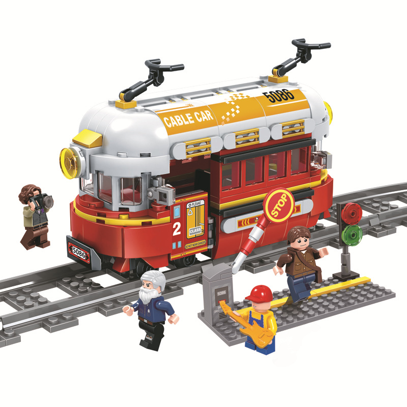 New Classic Cable Train Model Rail MOC Technic City Creator Building Blocks Bricks Gift Toys For Children Boys Gift