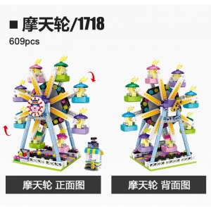 LOZ Mini Blocks ferris wheel Toys A carousel Plastic Assembly Blocks Toys for children Educational DIY Compatible 1718