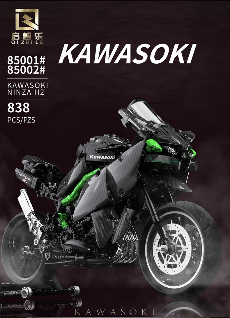 KAWASOKI NINZA H2 Building Blocks Technical Motorcycle Street Locomotive Racing car Static Model Bricks DIY MAN'S Toys 838pcs