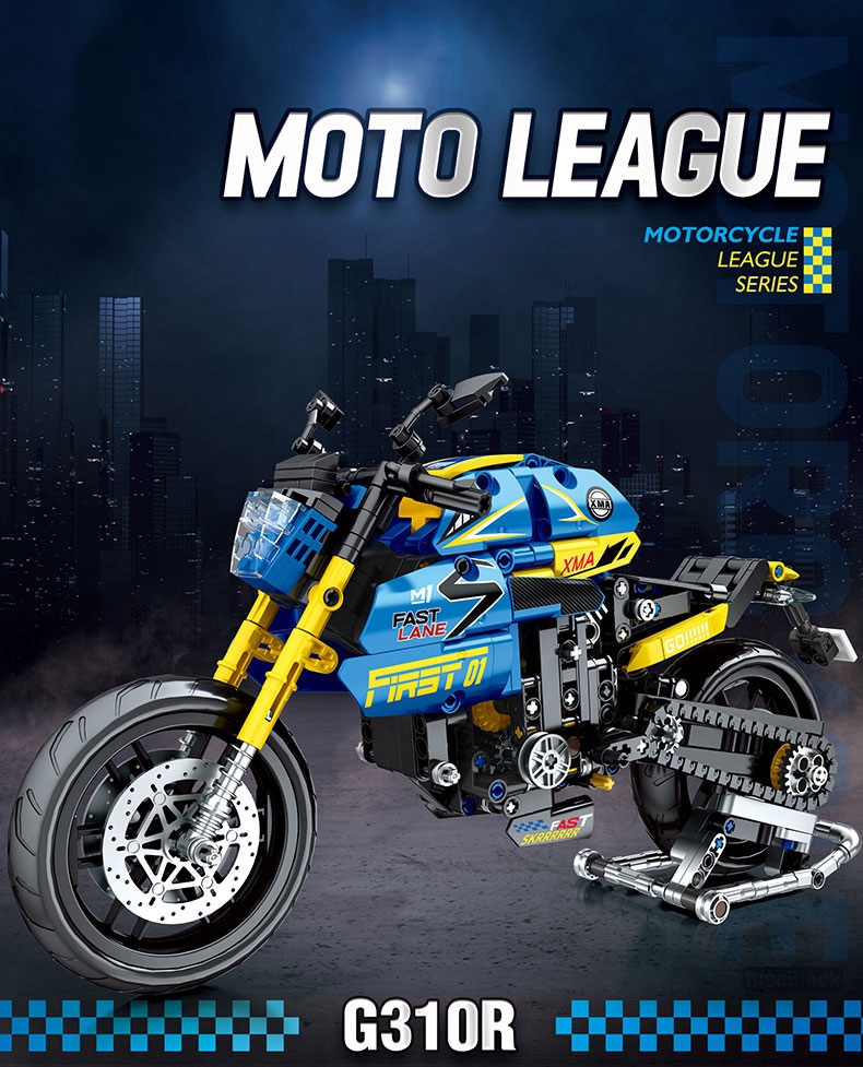 82001 Motorcycle City Vehicles Car Racing Speed Motorbike Moc Model Building Blocks Models Bricks Toys