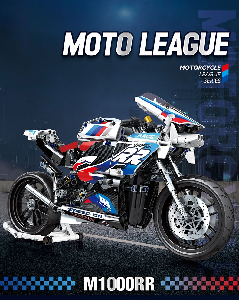 82003 768pcs Blocks Motorcycle Moto City Vehicles Car Racing Speed Motorbike Moc Model Building Blocks Models Bricks Toys