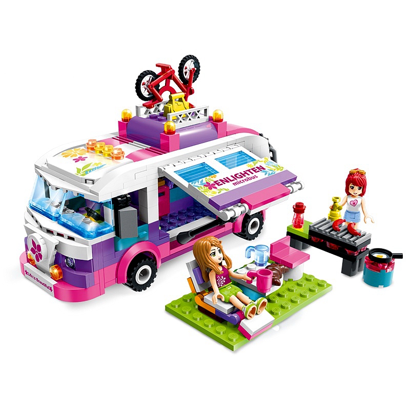Enlighten Building Block Compatible Girls Friends camper van Outing Trip Bus 2 Figures for Girl Gift