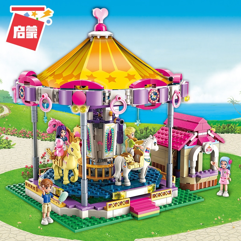 ENLIGHTEN Girls City Friends Princess Fantasy Carousel Colorful Holidays Building Blocks Sets Kids Toys Compatible