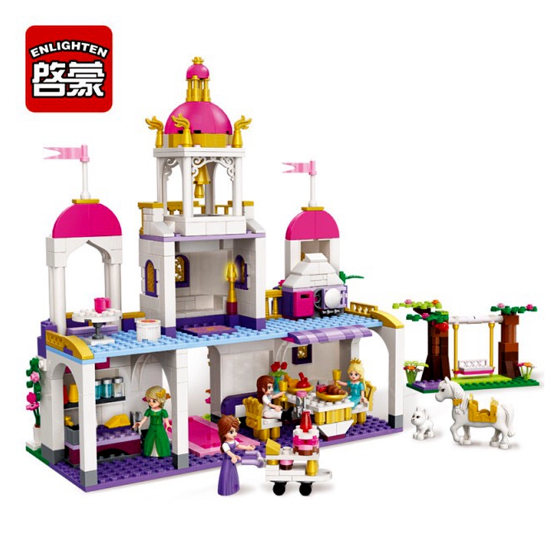 Friend Princess castle Violet Royal Carriag Car Building Blocks Sets Compatible castle Princess toys for girls children
