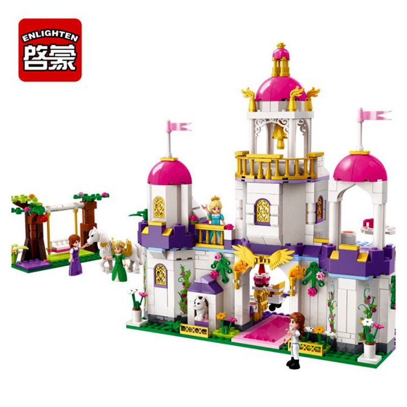 Friend Princess castle Violet Royal Carriag Car Building Blocks Sets Compatible castle Princess toys for girls children