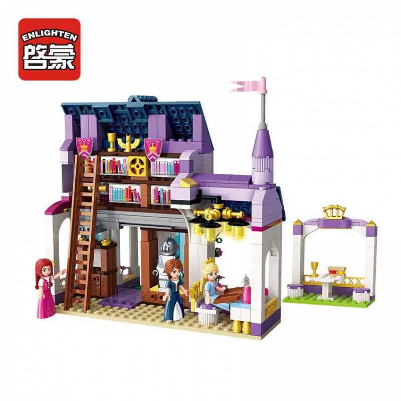 Enlighten Building Block Girls Friends PrincessLeah Royal Library 3 Figures 423pcs Educational Bricks Toy For Girl Gift-No Box
