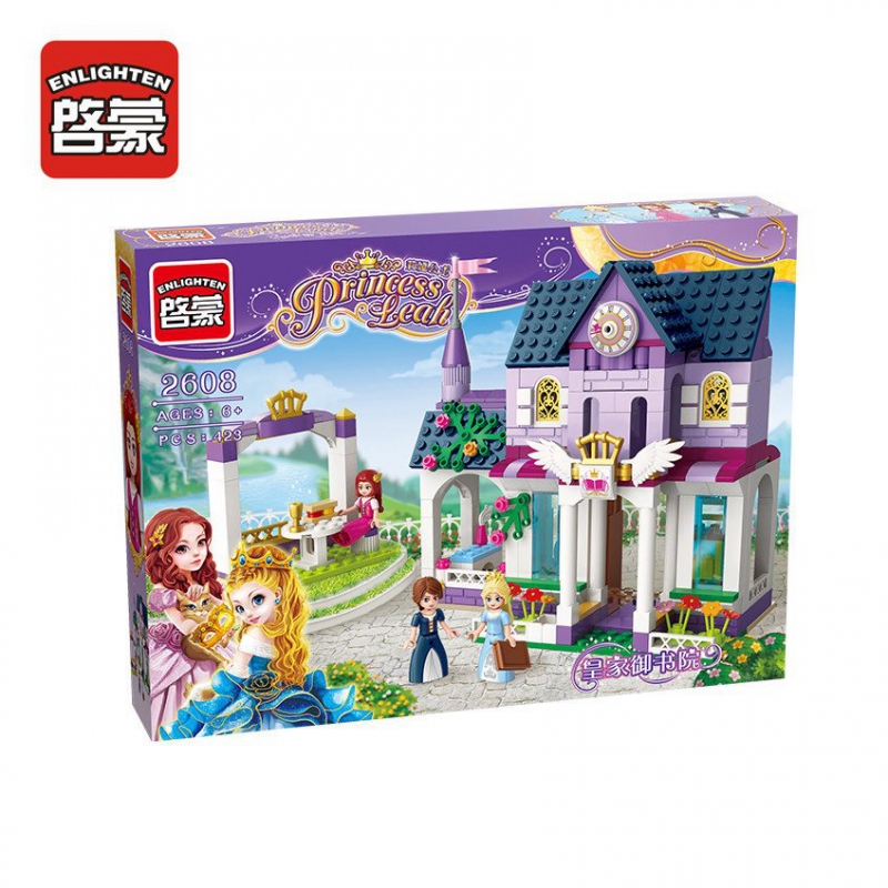 Enlighten Building Block Girls Friends PrincessLeah Royal Library 3 Figures 423pcs Educational Bricks Toy For Girl Gift-No Box
