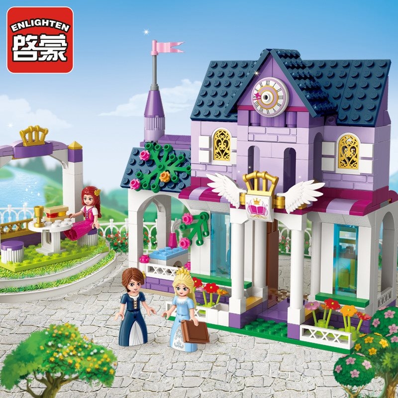 Enlighten Building Block Girls Friends PrincessLeah Royal Library 3 Figures 423pcs Educational Bricks Toy For Girl Gift-No Box