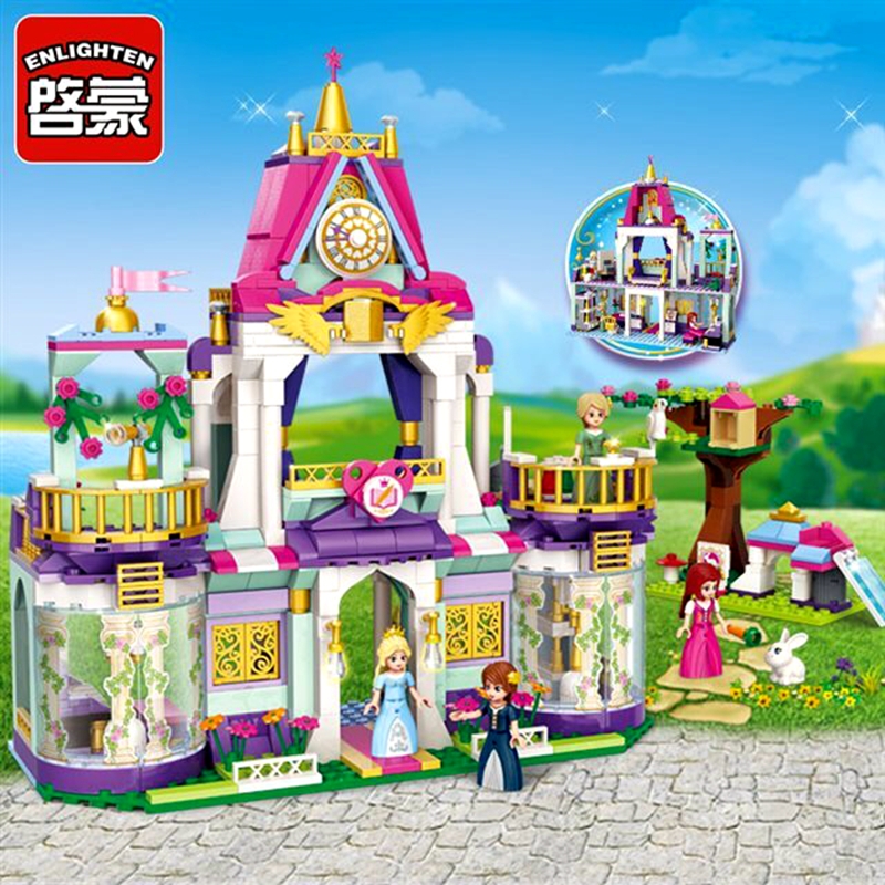 Enlighten Building Block Girls Friends Princess Leah Royal Wisdom School 4 Figures 628pcs Educational Bricks Toy For Girl-No Box