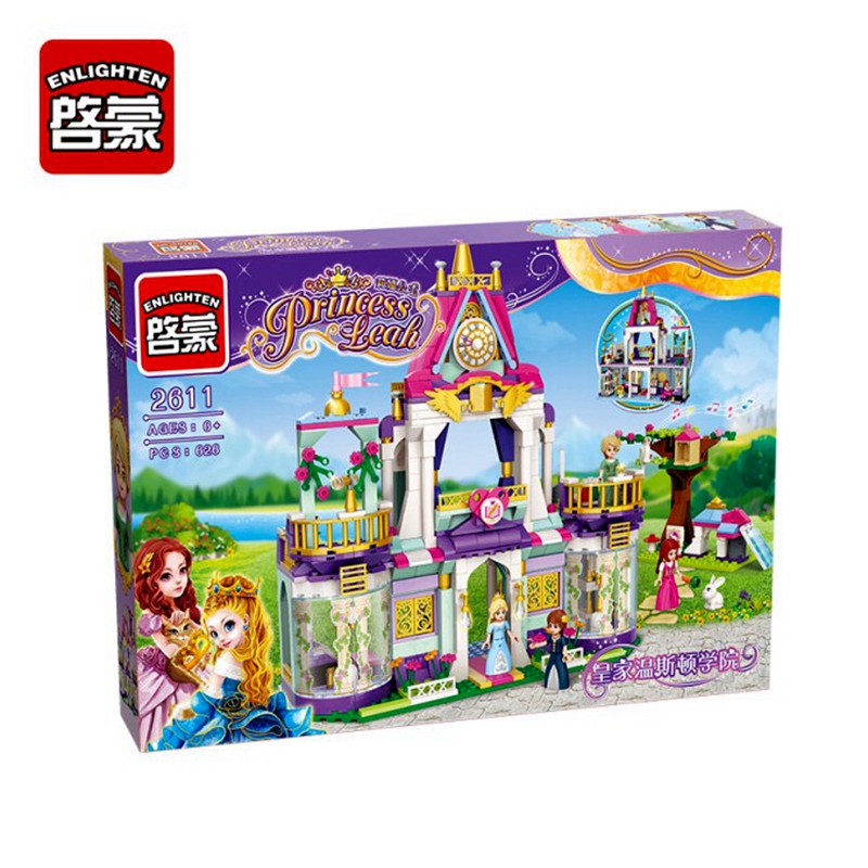 Enlighten Building Block Girls Friends Princess Leah Royal Wisdom School 4 Figures 628pcs Educational Bricks Toy For Girl-No Box