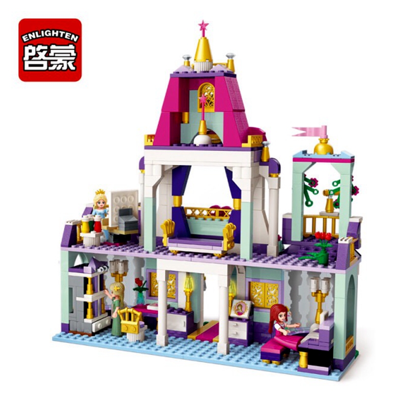 Enlighten Building Block Girls Friends Princess Leah Royal Wisdom School 4 Figures 628pcs Educational Bricks Toy For Girl-No Box