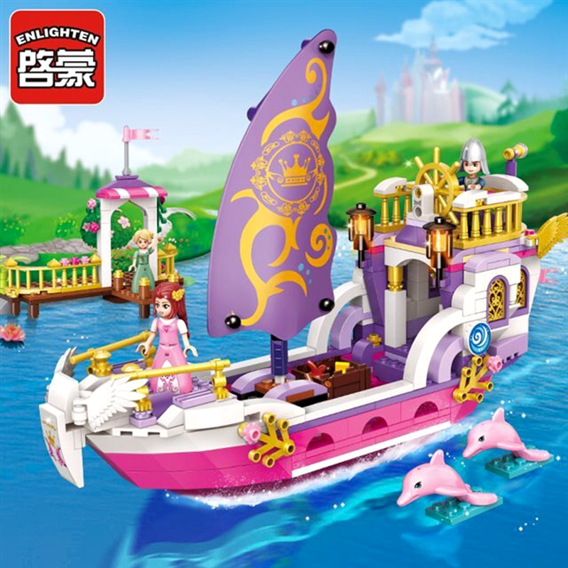 ENLIGHTEN City Girls Princess Pleasure Boat Ferry Building Blocks Sets Bricks Model Kids Gift Toys Compatible Friends