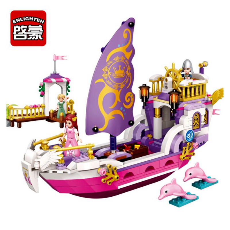 ENLIGHTEN City Girls Princess Pleasure Boat Ferry Building Blocks Sets Bricks Model Kids Gift Toys Compatible Friends