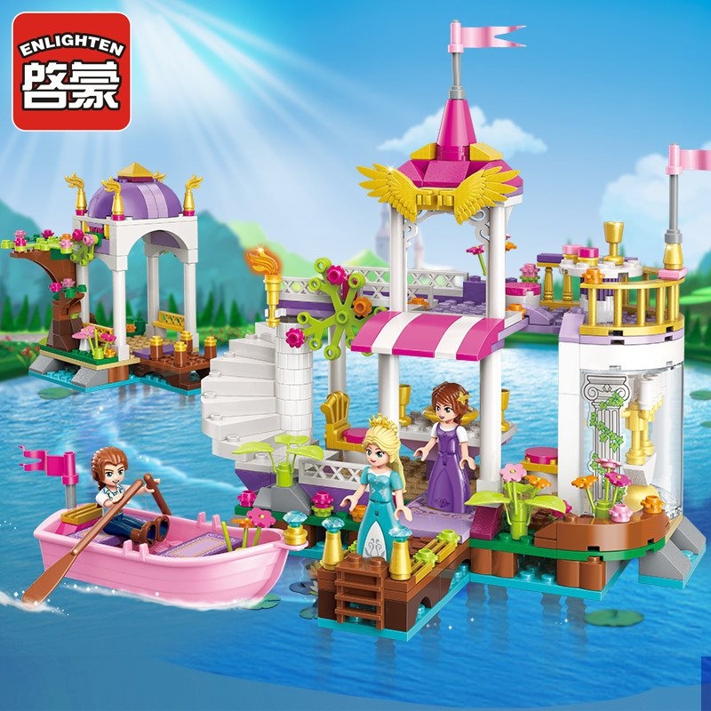 ENLIGHTEN City 394Pcs Wonderland Lake Garden Building Blocks Kids friends Bricks Toys for Girls Compatible Princess