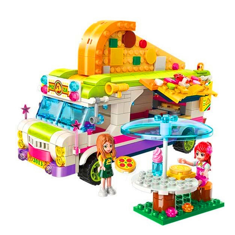 ENLIGHTEN 2013 Friends Girl Pizza Dining Car Bus Building Blocks Brick Compatible Technic Playmobil Toys For Children