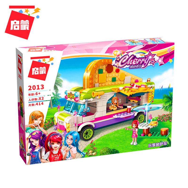 ENLIGHTEN 2013 Friends Girl Pizza Dining Car Bus Building Blocks Brick Compatible Technic Playmobil Toys For Children