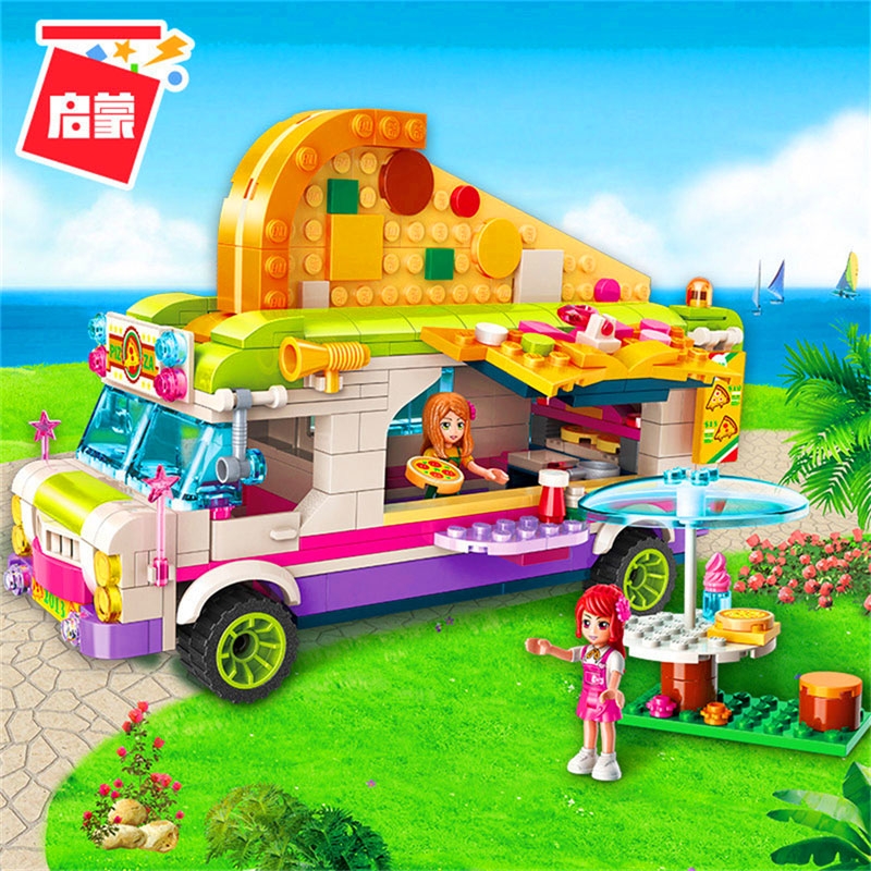 ENLIGHTEN 2013 Friends Girl Pizza Dining Car Bus Building Blocks Brick Compatible Technic Playmobil Toys For Children