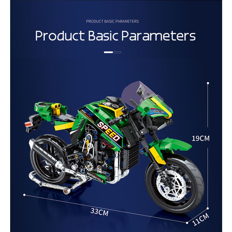 82004  776pcs High Tech Era Motorcycle Moto City Vehicles Car Racing Speed Motorbike Moc Model Building Blocks Bricks Toys