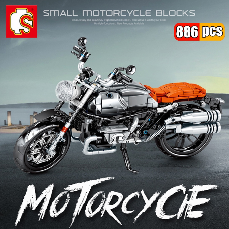 886Pcs Mechanical Motorcycle Building Blocks City Racing Motorbike DIY Model Vehicles Bricks Toys For Kids 701806