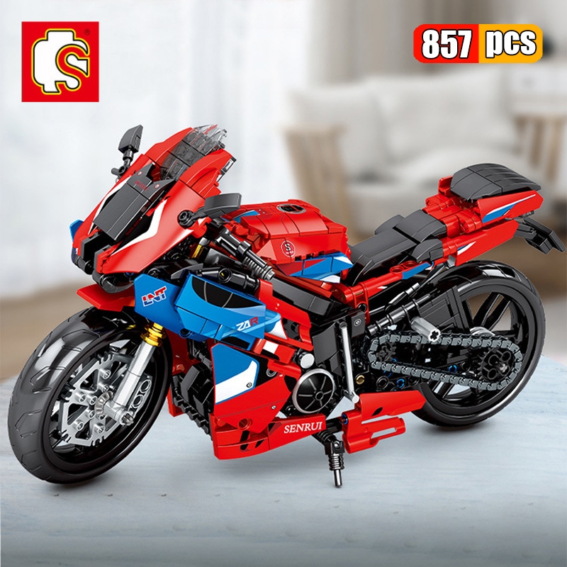 857Pcs City High-tech Off-road Racing Motorbike Building Blocks Creative Motorcycle Model Bricks Toys Gifts For Children