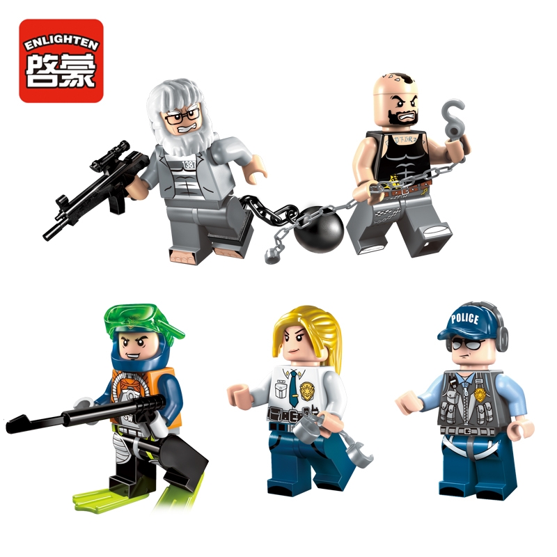 1916 ENLIGHTEN City Water Police Station Series Plan Breakout Model Building Blocks Figure Toys For Children Compatible