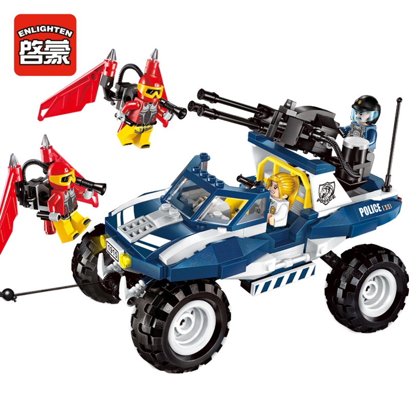 Enlighten Building Block City Police Cruiser SUV Police Car Styling 4 Figures 384pcs MOC Educational Bricks-Without Retail Box