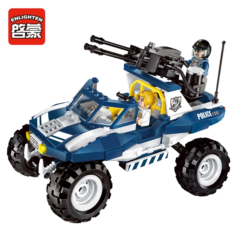Enlighten Building Block City Police Cruiser SUV Police Car Styling 4 Figures 384pcs MOC Educational Bricks-Without Retail Box