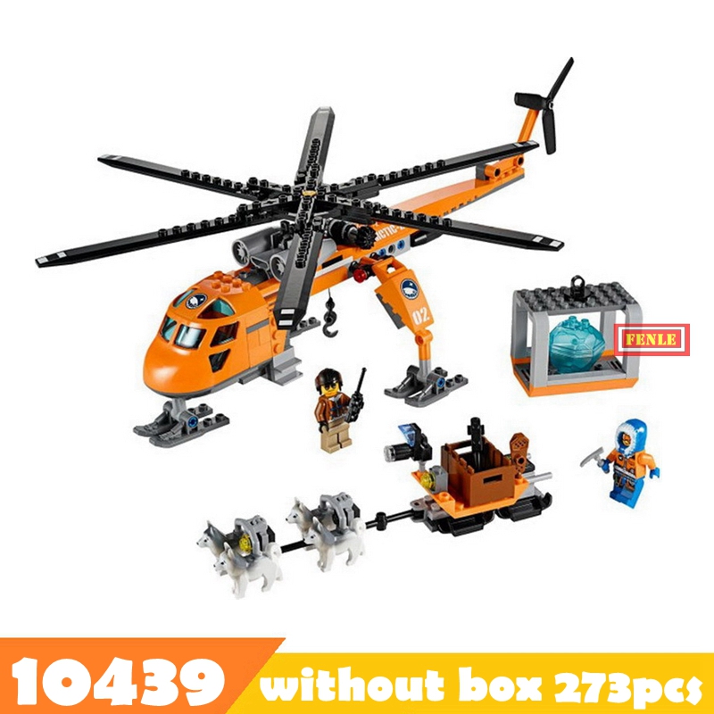 273pcs Arctic Lifting Helicopter Polar Adventure Dog Sledding Model Building Blocks Kit Toys Kids Gifts 10439