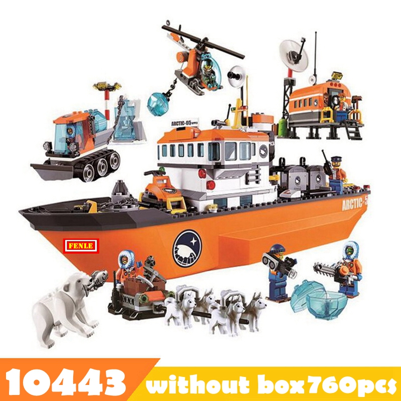 273pcs Arctic Lifting Helicopter Polar Adventure Dog Sledding Model Building Blocks Kit Toys Kids Gifts 10443