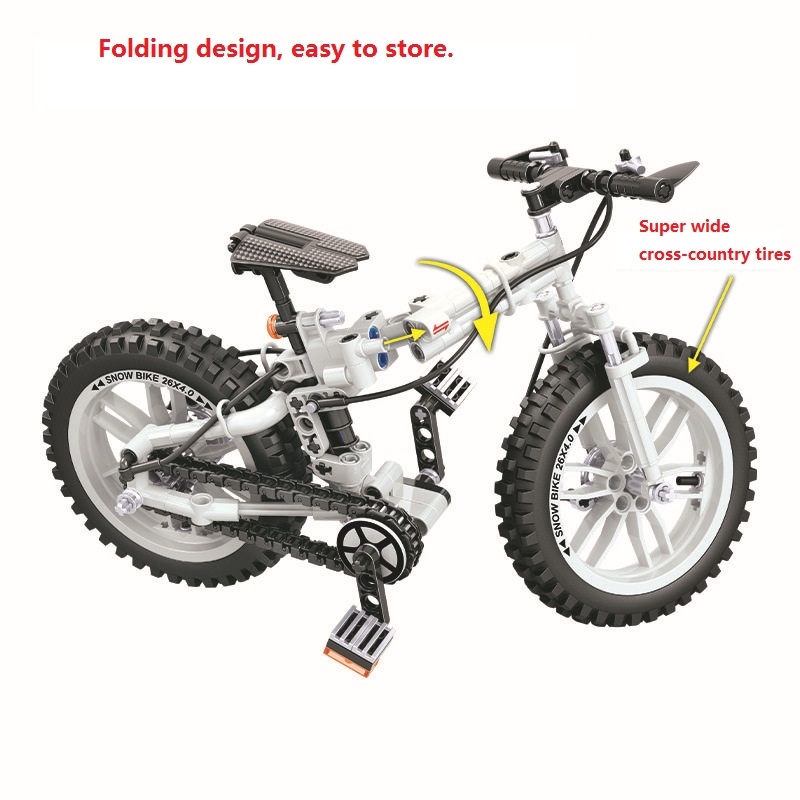 7072 Technology Technic Folding Bicycles Building Blocks Set Bricks Classic Model Kids Toys for Children Christmas Gift