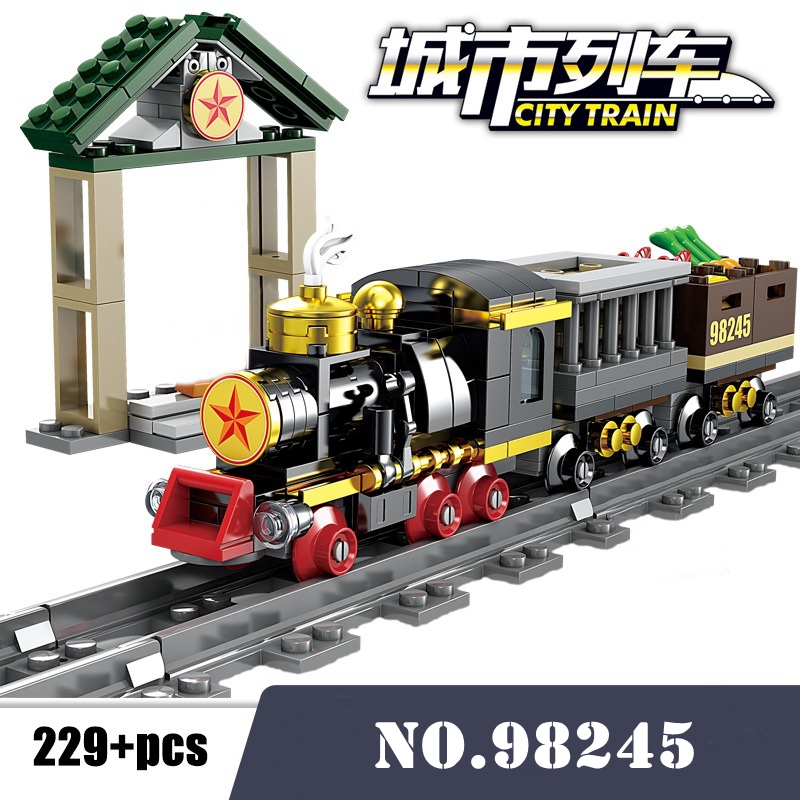 kaizi 6 style Freight Train City Train Station Tracks Rail Technic Creator Building Blocks Bricks DIY Tech Toys For Children 98245