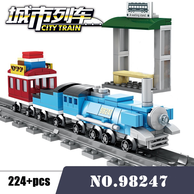 kaizi 6 style Freight Train City Train Station Tracks Rail Technic Creator Building Blocks Bricks DIY Tech Toys For Children 98247