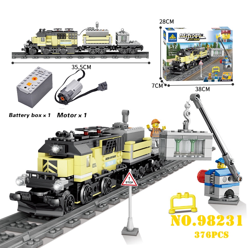 KAZI compatible with Technic Electric Train City Rail Creator Building Blocks Bricks Boys Sets Toys For Children 98231