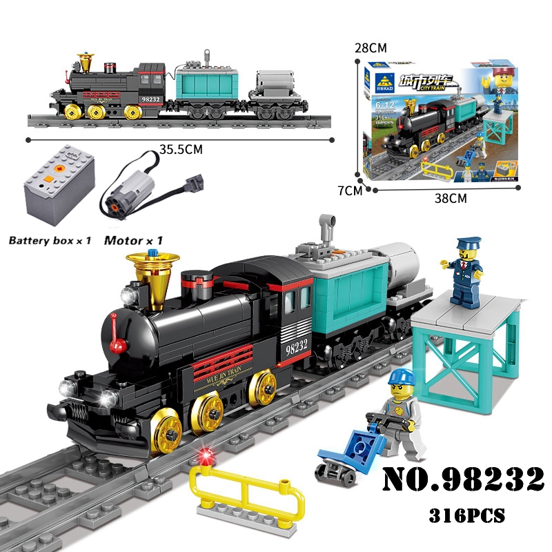 KAZI compatible with Technic Electric Train City Rail Creator Building Blocks Bricks Boys Sets Toys For Children 98232