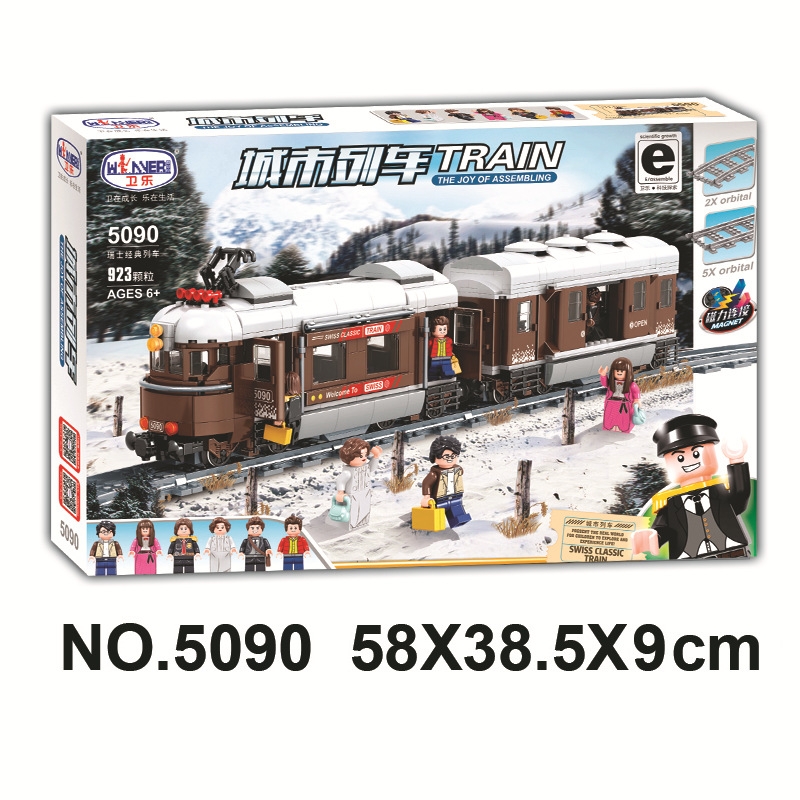 Swiss Classic Train City Creator Building Blocks Bricks Gift Train Model Rail MOC Technic Toys For Children Boys Gift