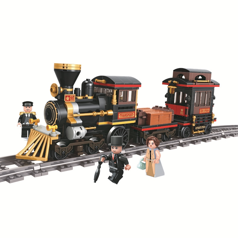 New Steam train Model MOC Technic City Creator Building Blocks Bricks Gift Toys For Children Boys Gift