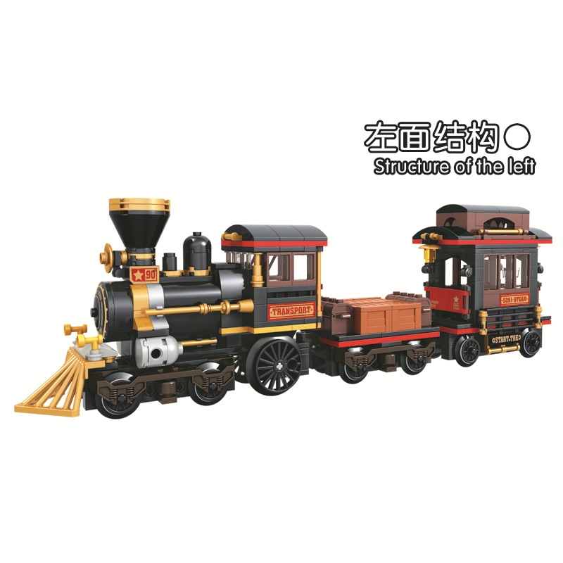 New Steam train Model MOC Technic City Creator Building Blocks Bricks Gift Toys For Children Boys Gift