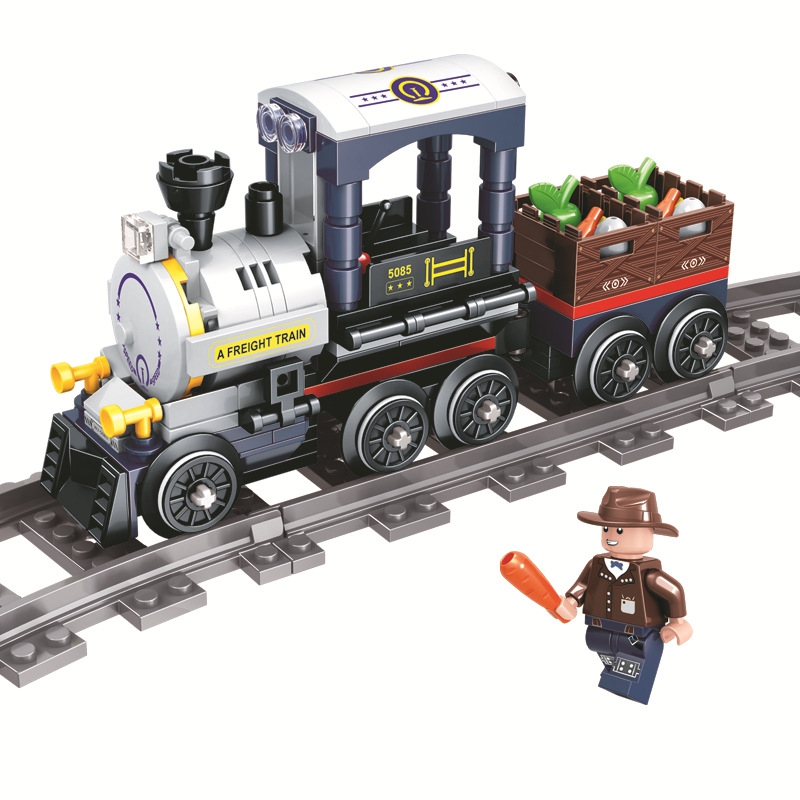 Freight Train City Train Station Tracks Rail Technic Creator Building Blocks Bricks DIY Tech Toys For Children