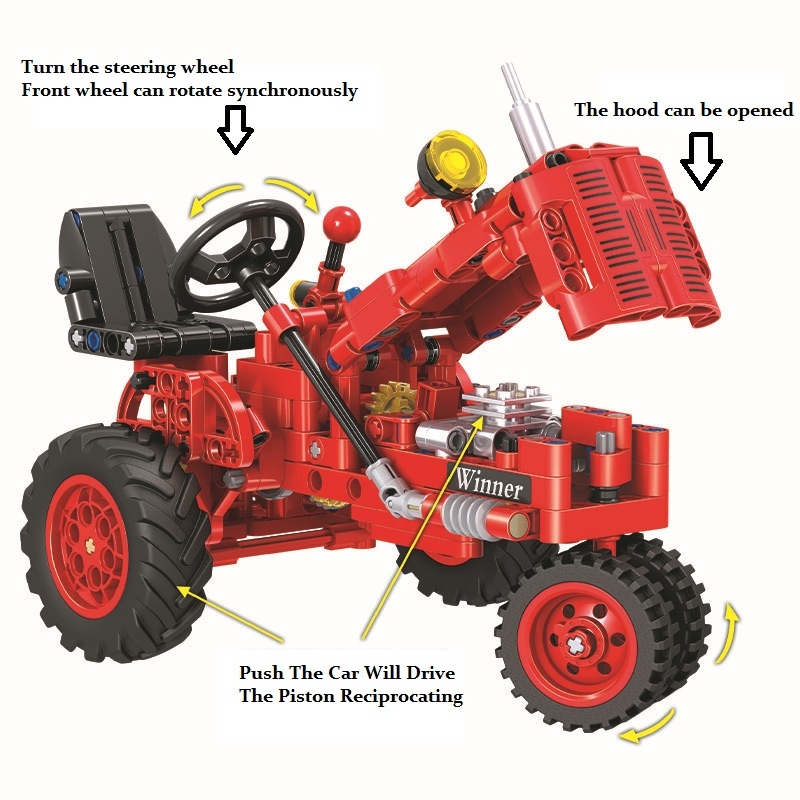Technic 7070 302pcs Technic Classical Classic Old Tractor Building Block Brick Toys Compatible Technic