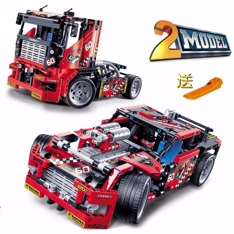 608pcs Race Truck Car 2 In 1 Transformable Model Building Block Sets Decool 3360 DIY Toys Compatible With Technic