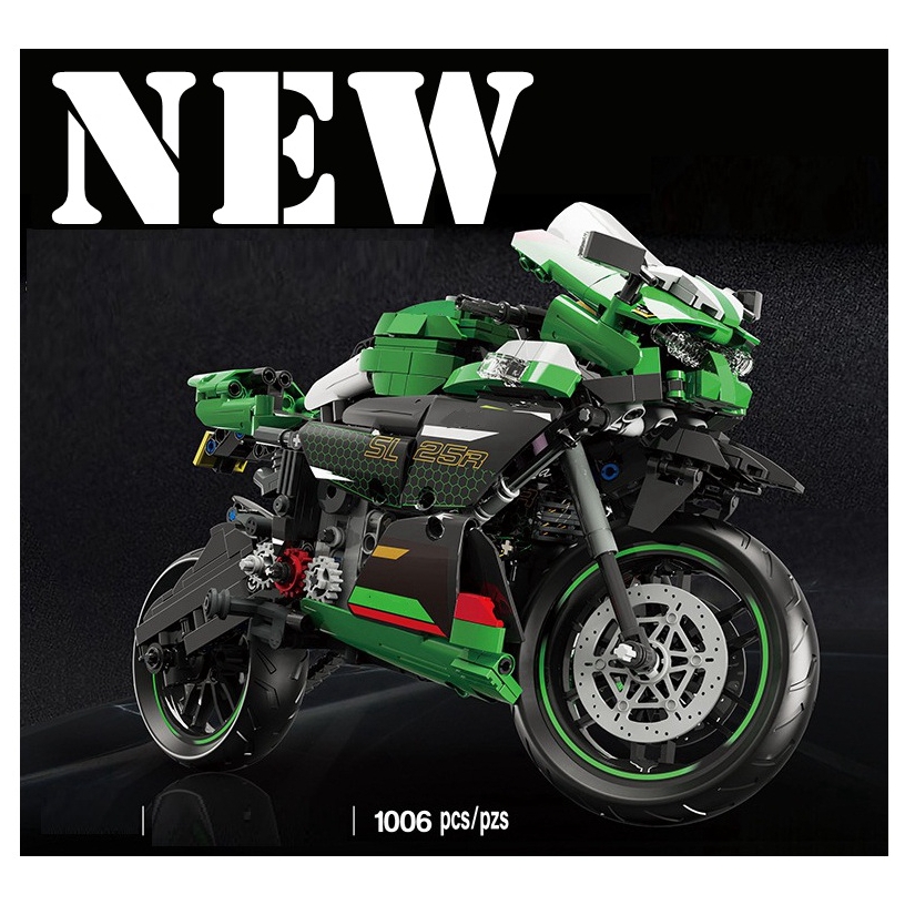 KAWASOKI City Off-road Motorbike Model Building Blocks High-Tech Racing Car Motorcycle MOC Bricks Gifts Toys