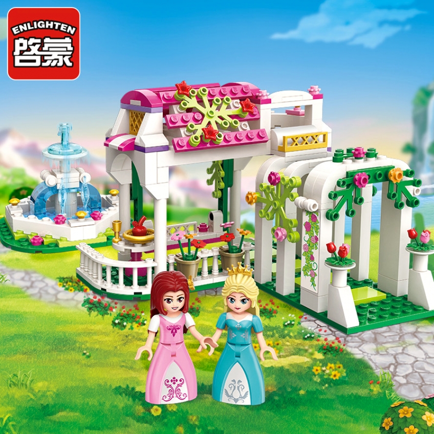 ENLIGHTEN Girls Princess Rose Dream Gallery Garden Building Blocks Sets Bricks Model Kids Gift Toys Compatible Friends