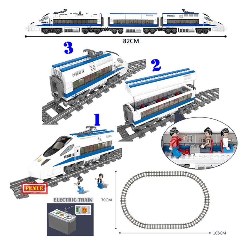 KAZI 98227 GBL Battery Powered Electric Train High-speed Rail DIY Building Blocks 474pcs Bricks Gift toys for children