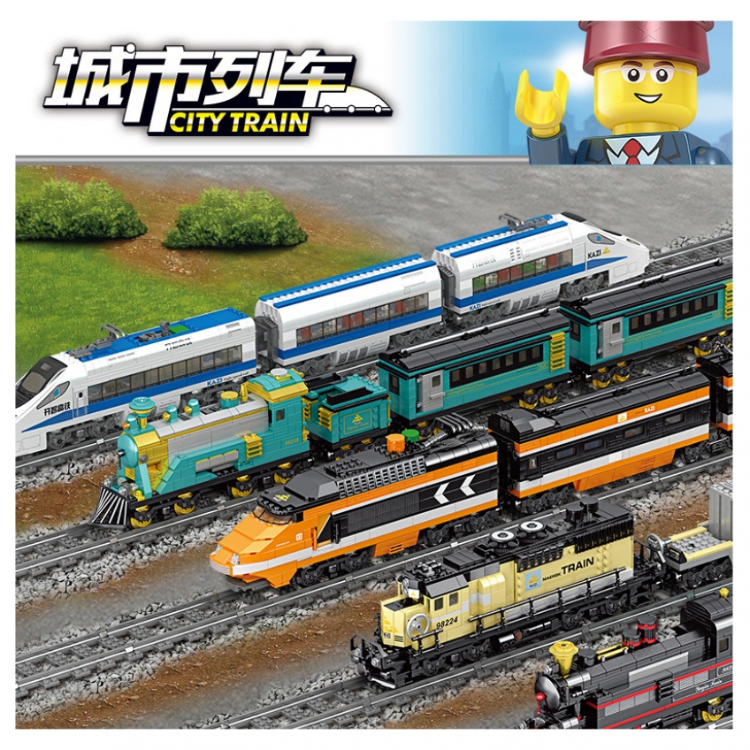 KAZI 98227 GBL Battery Powered Electric Train High-speed Rail DIY Building Blocks 474pcs Bricks Gift toys for children